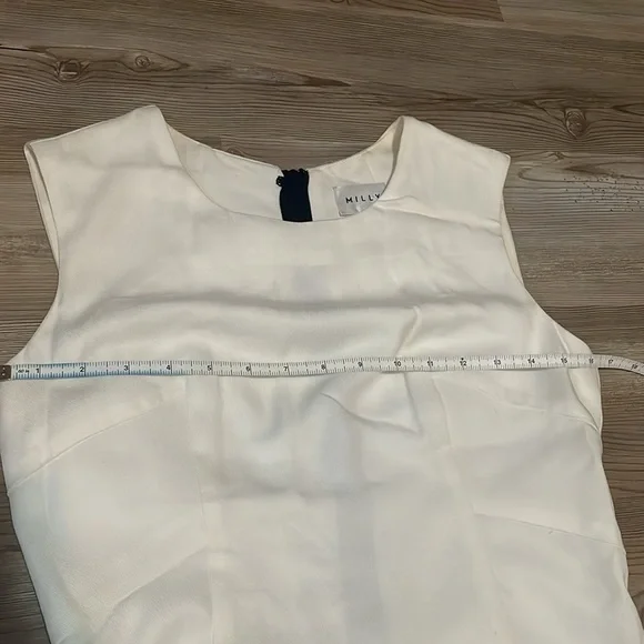 Milly sleeveless shift dress Cream Back zip Sz 4 Above knee Minimalist Designer - Picture 4 of 14